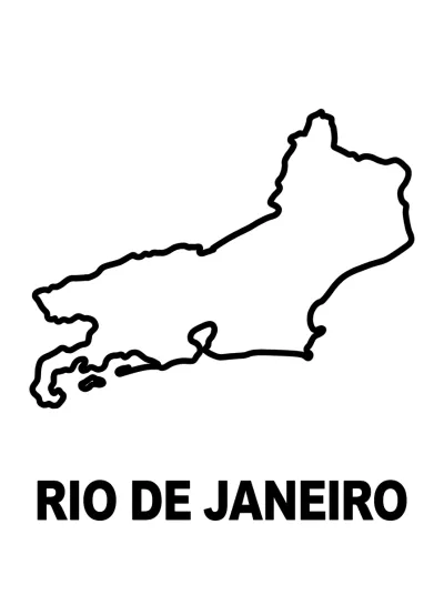 Desenho de Mapa do Rio de Janeiro para colorir