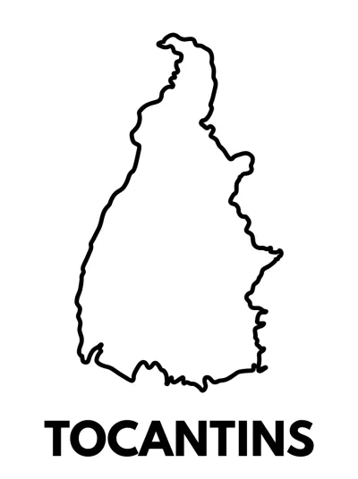 Desenho de Mapa do Tocantins para colorir