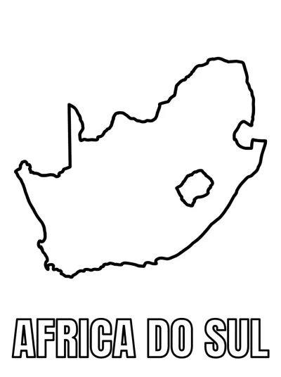 Desenho de Mapa da África do Sul para colorir