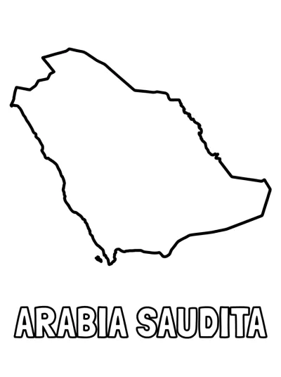 Desenho de Mapa da Arábia Saudita para colorir