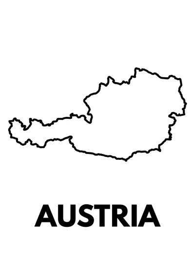 Desenho de Mapa da Áustria para colorir