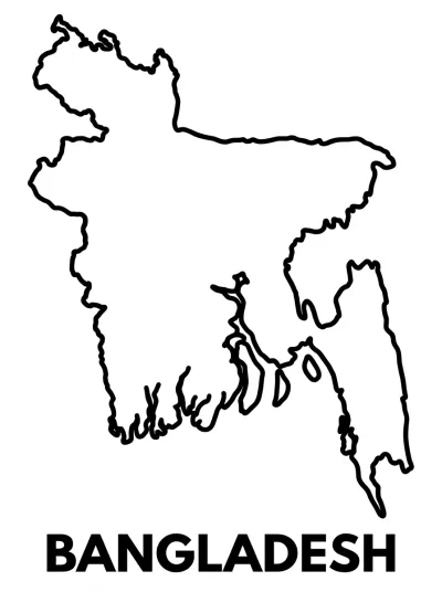Desenho de Mapa de Bangladesh para colorir