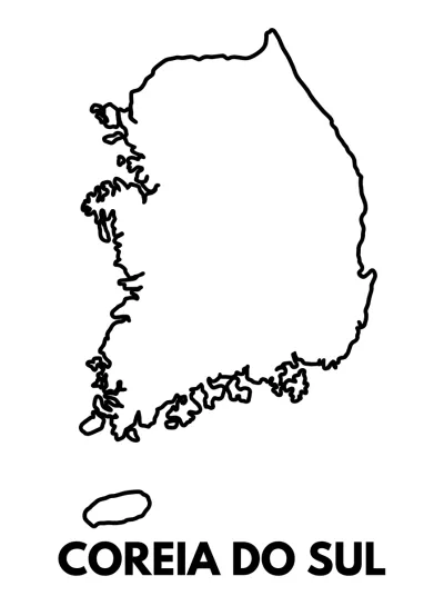 Desenho de Mapa da Coreia do Sul para colorir
