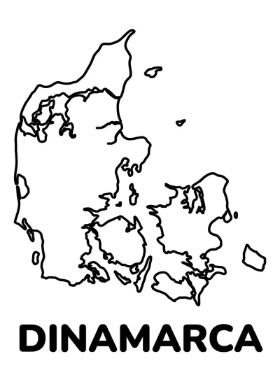 Desenho de Mapa da Dinamarca para colorir