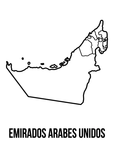 Desenho de Mapa dos Emirados Árabes Unidos para colorir