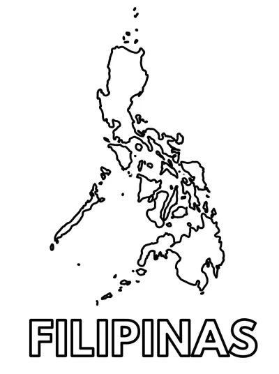 Desenho de Mapa das Filipinas para colorir