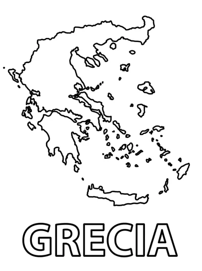 Desenho de Mapa da Grécia para colorir