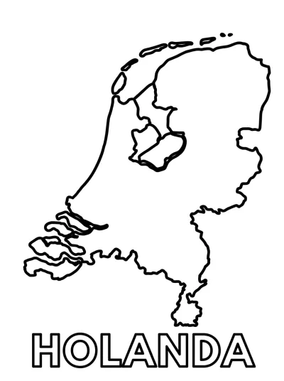 Desenho de Mapa da Holanda para colorir