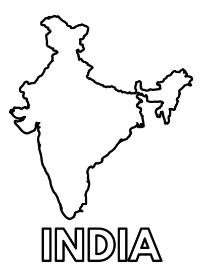 Desenho de Mapa da Índia para colorir
