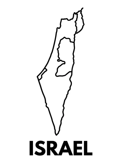 Desenho de Mapa de Israel para colorir