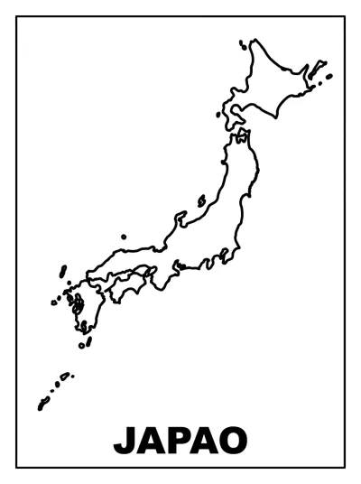Desenho de Mapa do Japão para colorir