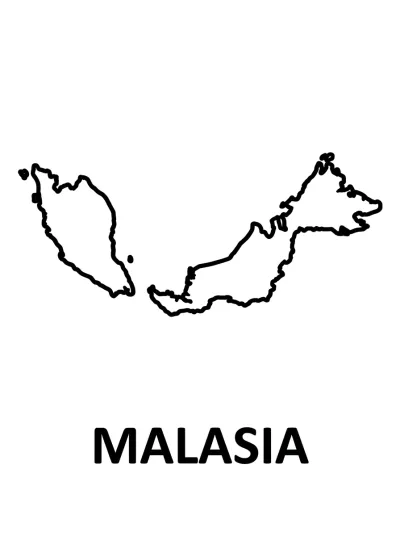 Desenho de Mapa da Malásia para colorir