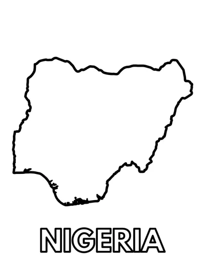 Desenho de Mapa da Nigéria para colorir