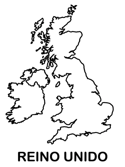 Desenho de Mapa do Reino Unido para colorir