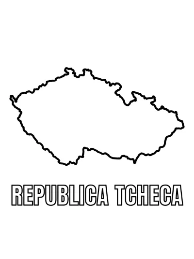 Desenho de Mapa da República Tcheca para colorir