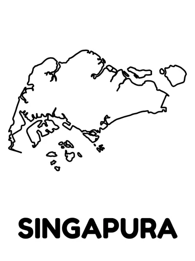 Desenho de Mapa de Singapura para colorir