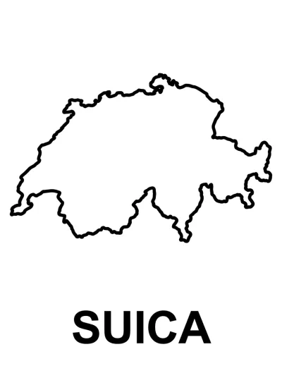 Desenho de Mapa da Suíça para colorir