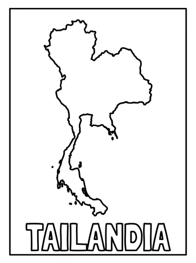 Desenho de Mapa da Tailândia para colorir