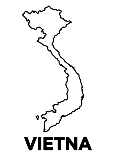 Desenho de Mapa do Vietnã para colorir