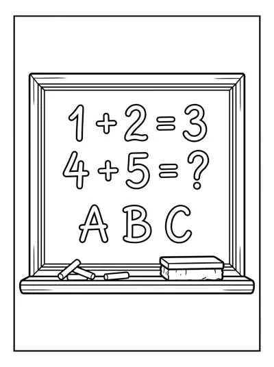 Desenho de Lousa de Matemática para colorir