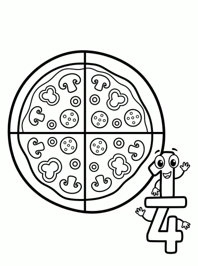 Desenho de Fração 1/4 para colorir