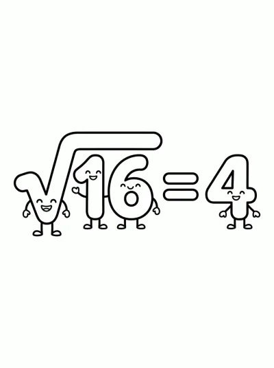 Desenho de Raiz quadrada de 16 = 4 para colorir