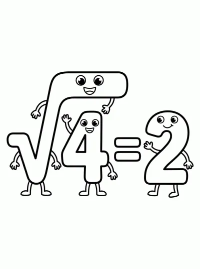 Desenho de Raiz quadrada de 4 = 2 para colorir