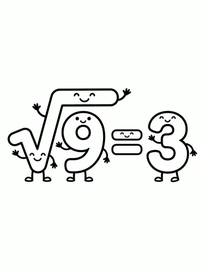 Desenho de Raiz quadrada de 9 = 3 para colorir