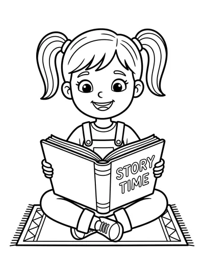 Desenho de Menina Lendo para colorir