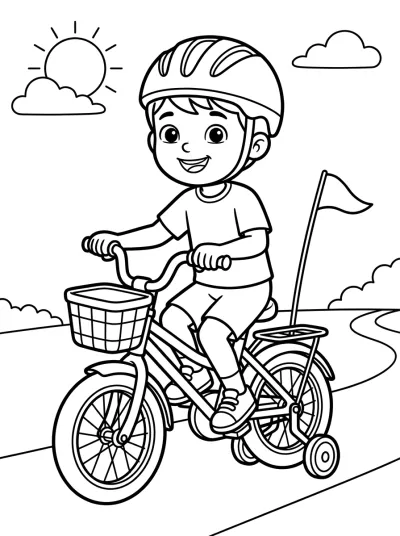 Desenho de Menino de Bicicleta para colorir