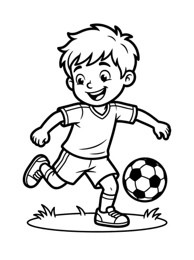 Desenho de Menino Jogando Bola para colorir