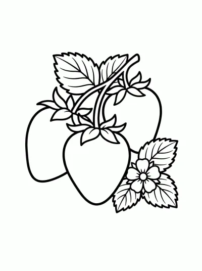 Desenho de Dois Morangos para colorir