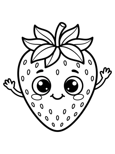Desenho de Morango Sorridente para colorir