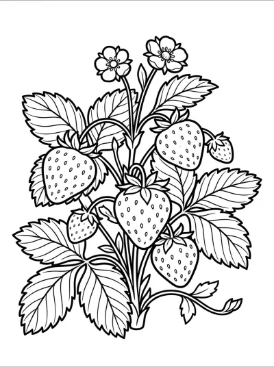 Desenho de Pé de Morango para colorir