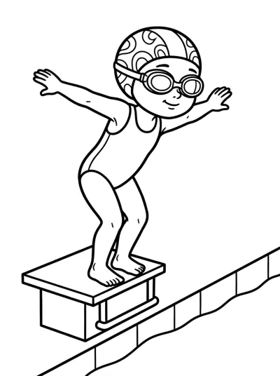 Desenho de Nadador com Óculos para colorir