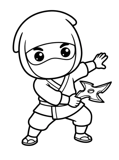 Desenho de Ninja com Shuriken para colorir
