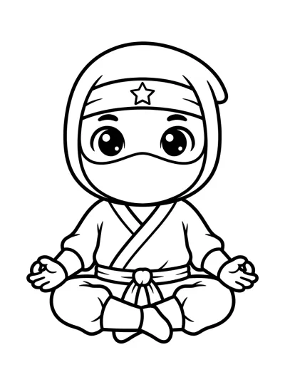 Desenho de Ninja Meditando para colorir