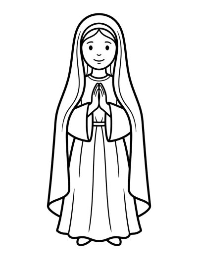 Desenho de Nossa Senhora em Oração para colorir