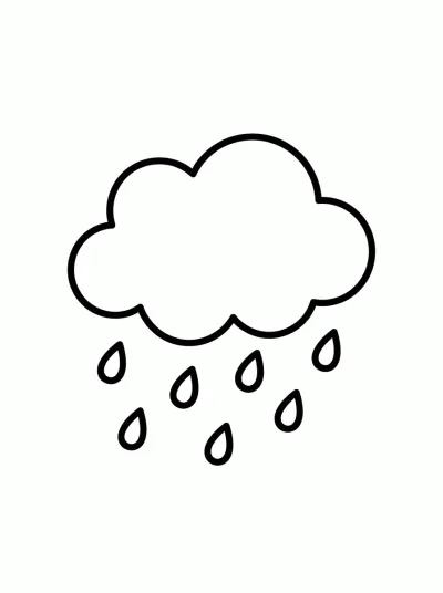 Desenho de Nuvem com Chuva para colorir