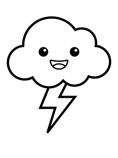 Desenho de Nuvem com Raio para colorir