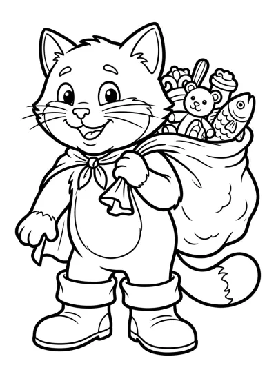 Desenho de Gato de Botas com Saco para colorir