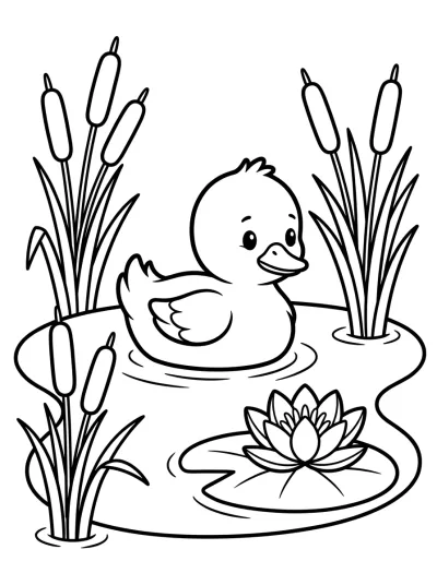 Desenho de Patinho Feio no Lago para colorir
