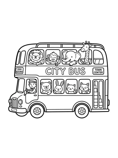 Desenho de Ônibus de Dois Andares para colorir