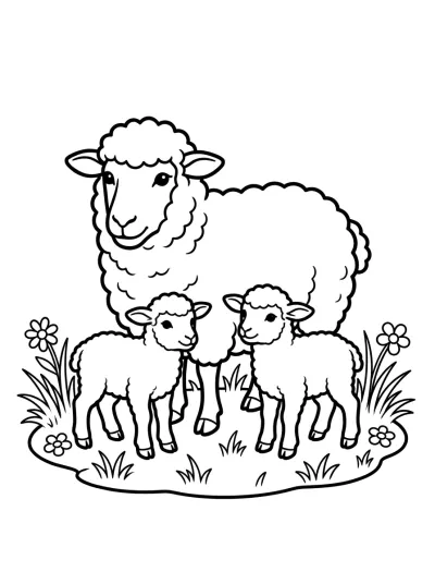 Desenho de Família de Ovelhas para colorir