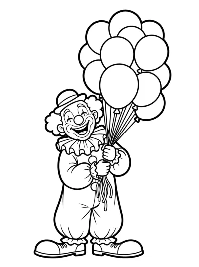 Desenho de Palhaço com Balões para colorir