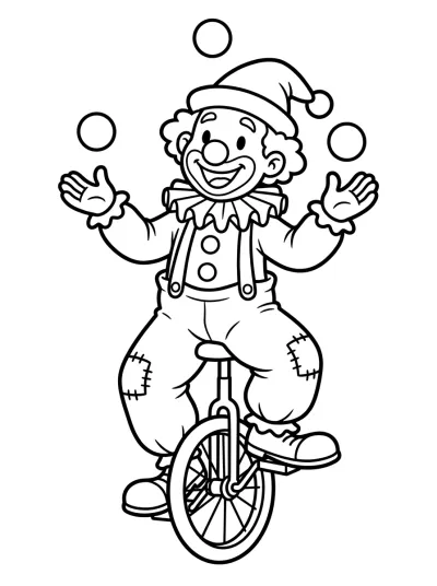 Desenho de Palhaço no Monociclo para colorir