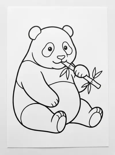 Desenho de Panda com Bambu para colorir