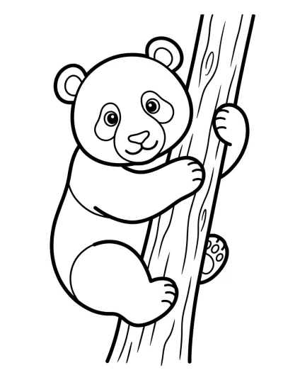 Desenho de Panda Subindo na Árvore para colorir