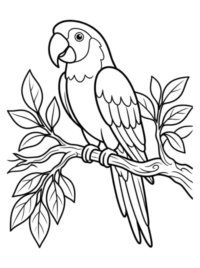 Desenho de Papagaio no Galho para colorir