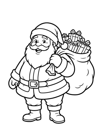 Desenho de Papai Noel com Presentes para colorir